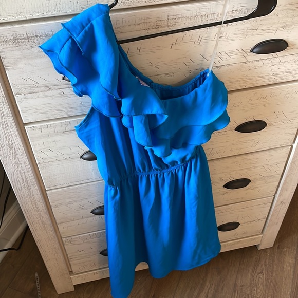 One shoulder Blue Dress - Picture 3 of 5